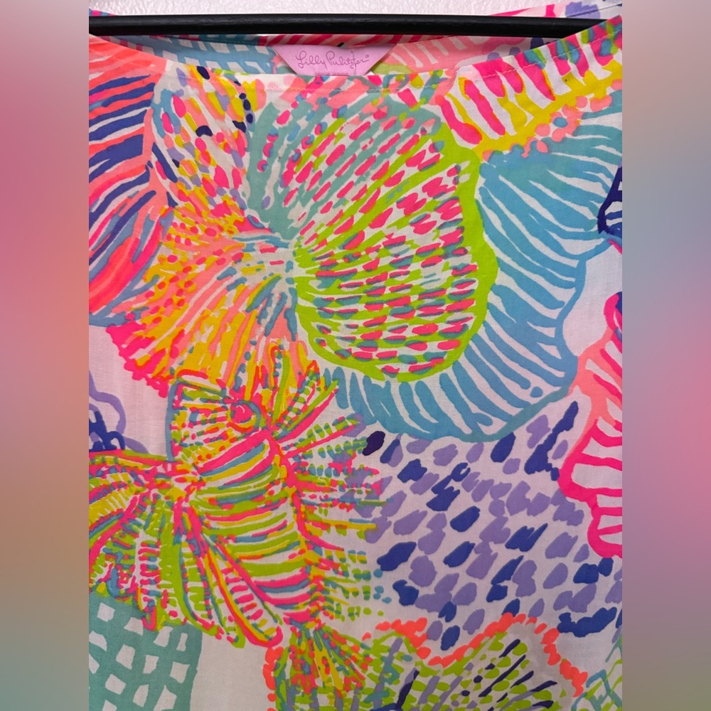 Lilly Pulitzer Pink and Blue‎ Swim Coverup with Fringe M/L - Picture 5 of 7
